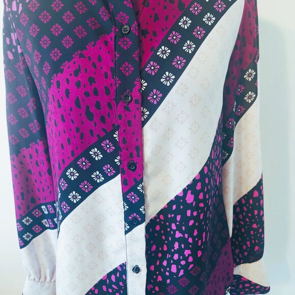 Bar III Bold Print Button-Up Blouse – Size XXS - Picture 2 of 4